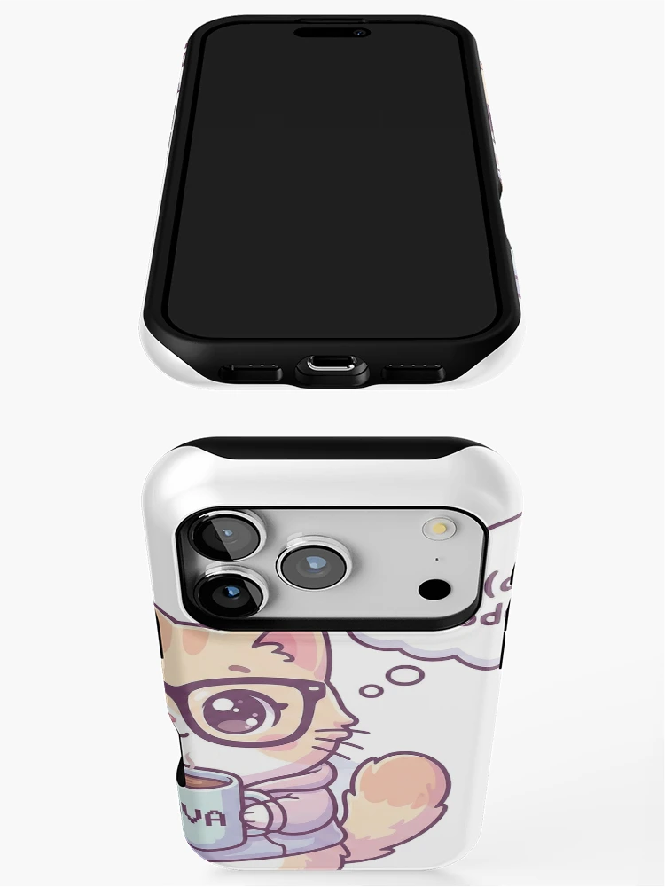 Thumbnail 3 of 4, iPhone Case, "Cute Java Coder Cat - 'while(coffee) code();'" designed and sold by Zenith Design.