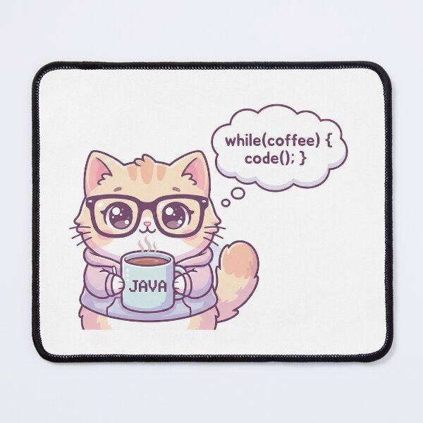 Item preview, "Cute Java Coder Cat - 'while(coffee) code();'" designed and sold by Zenith Design.
