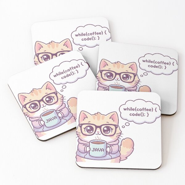 Item preview, "Cute Java Coder Cat - 'while(coffee) code();'" designed and sold by Zenith Design.