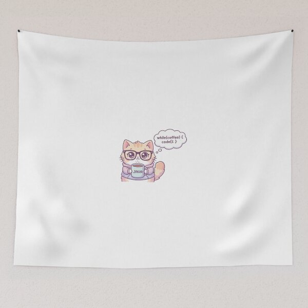 Item preview, "Cute Java Coder Cat - 'while(coffee) code();'" designed and sold by Zenith Design.