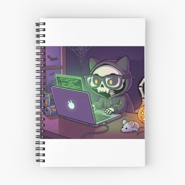 Item preview, "Skeleton Hacker Cat - Spooky Halloween Coding" designed and sold by Zenith Design.