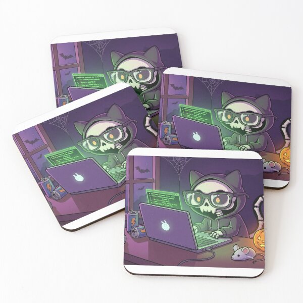 Item preview, "Skeleton Hacker Cat - Spooky Halloween Coding" designed and sold by Zenith Design.