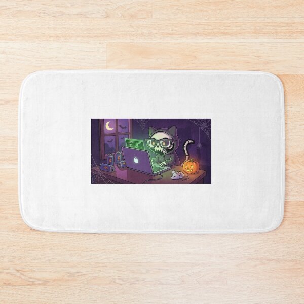 Item preview, "Skeleton Hacker Cat - Spooky Halloween Coding" designed and sold by Zenith Design.