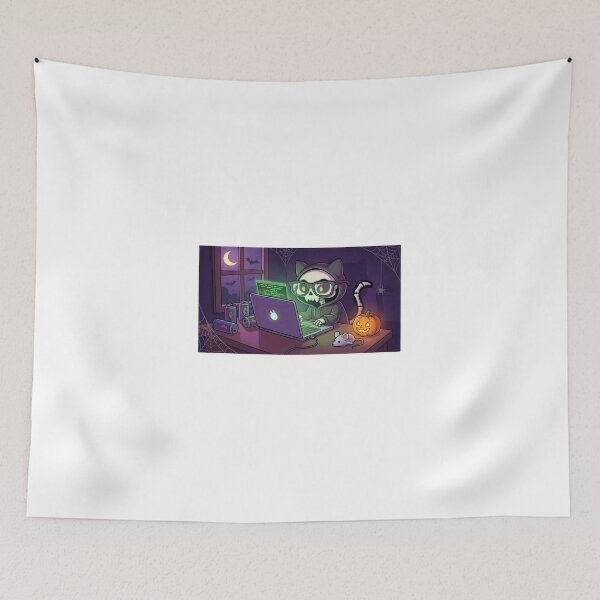 Item preview, "Skeleton Hacker Cat - Spooky Halloween Coding" designed and sold by Zenith Design.