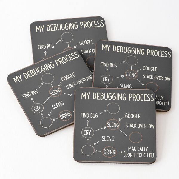 Item preview, "My Debugging Process" Funny Flowchart Sticker designed and sold by Zenith Design.