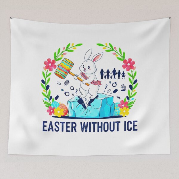 Item preview, Easter Without ICE T-Shirt - Anti-Immigration Force Movement Design - Social Justice Bunny Illustration - Family Unity Easter Graphic - Human Rights Activist Apparel designed and sold by Tamer ⭐⭐⭐⭐⭐.