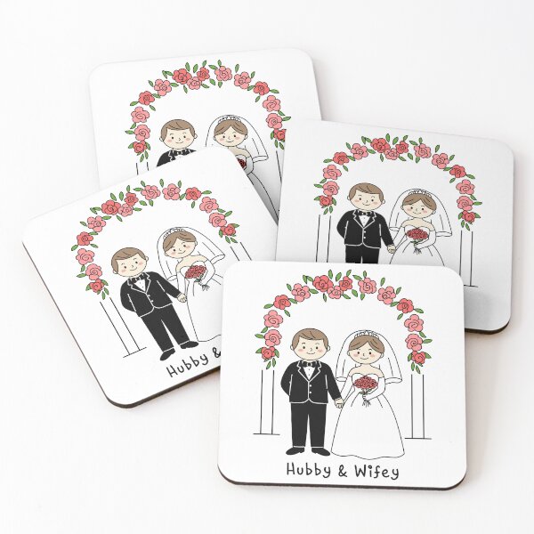Item preview, Minimal Line Art Bride & Groom | Hubby & Wifey Wedding Couple Design designed and sold by JOOKDesign.