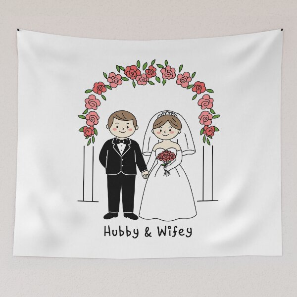Item preview, Minimal Line Art Bride & Groom | Hubby & Wifey Wedding Couple Design designed and sold by JOOKDesign.