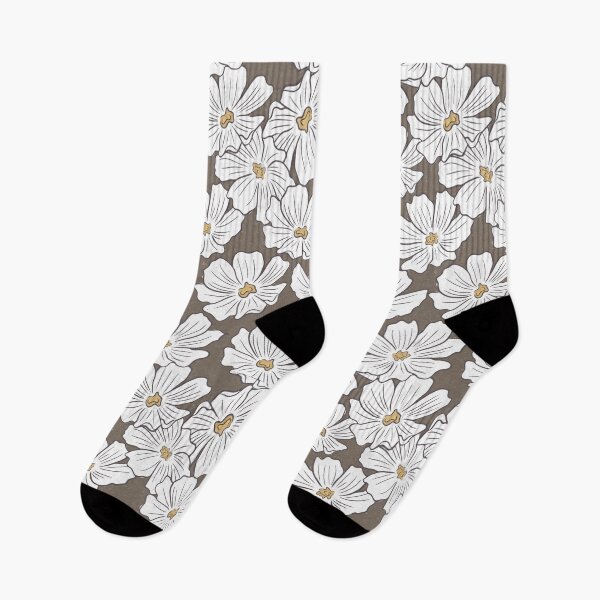 Item preview, Rustic Boho White Flower Sketch Pattern Yellow Gray designed and sold by TackyTime.