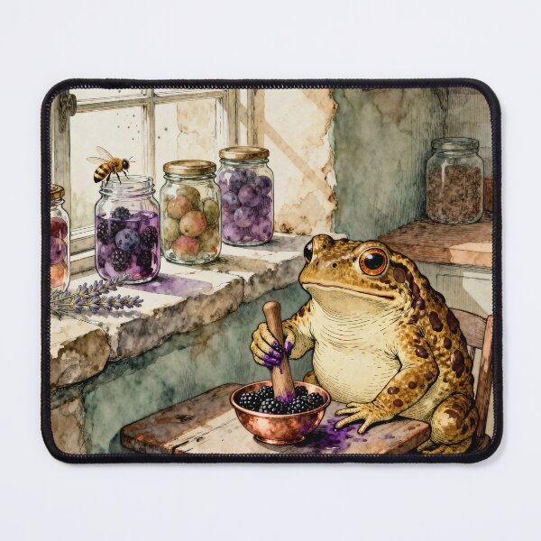Item preview, Cozy Frog Making Jam - Cottagecore Kitchen Art designed and sold by PictorialWhimsy.