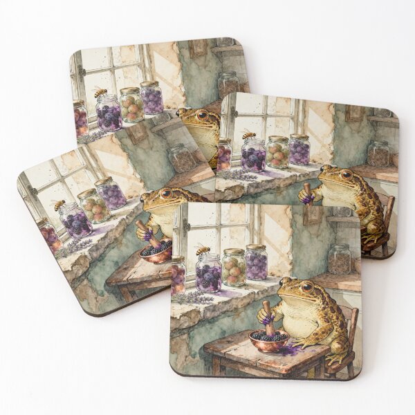 Item preview, Cozy Frog Making Jam - Cottagecore Kitchen Art designed and sold by PictorialWhimsy.