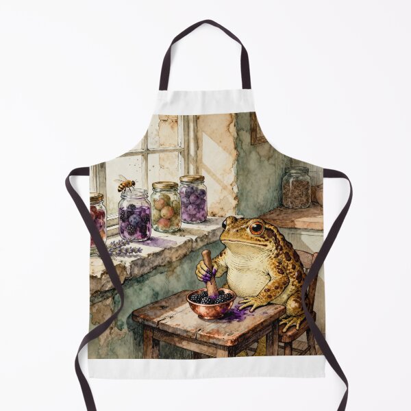 Item preview, Cozy Frog Making Jam - Cottagecore Kitchen Art designed and sold by PictorialWhimsy.