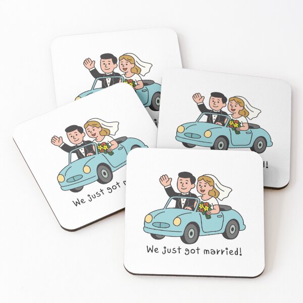Item preview, Cute Bride & Groom Wedding Car | We Just Got Married Romantic Illustration designed and sold by JOOKDesign.
