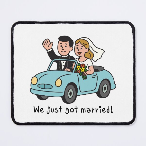 Item preview, Cute Bride & Groom Wedding Car | We Just Got Married Romantic Illustration designed and sold by JOOKDesign.