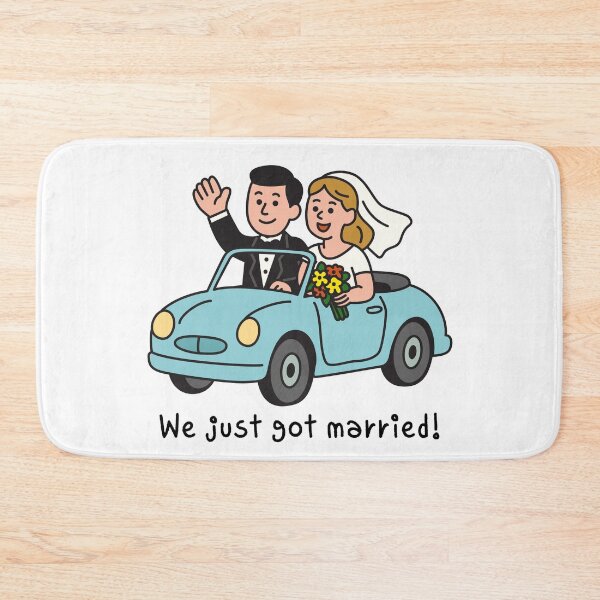 Item preview, Cute Bride & Groom Wedding Car | We Just Got Married Romantic Illustration designed and sold by JOOKDesign.