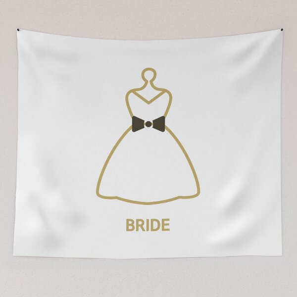 Item preview, Minimal Gold & Black Line Bride Dress Illustration | Elegant Bridal Typography Design designed and sold by JOOKDesign.