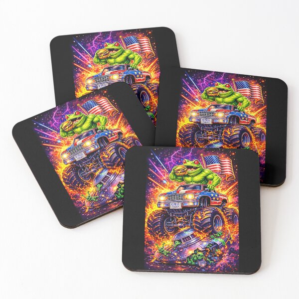Item preview, Frog in Monster Truck Crushing UFO – No Probe Today Patriotic Chaos Art designed and sold by Dominik1994.