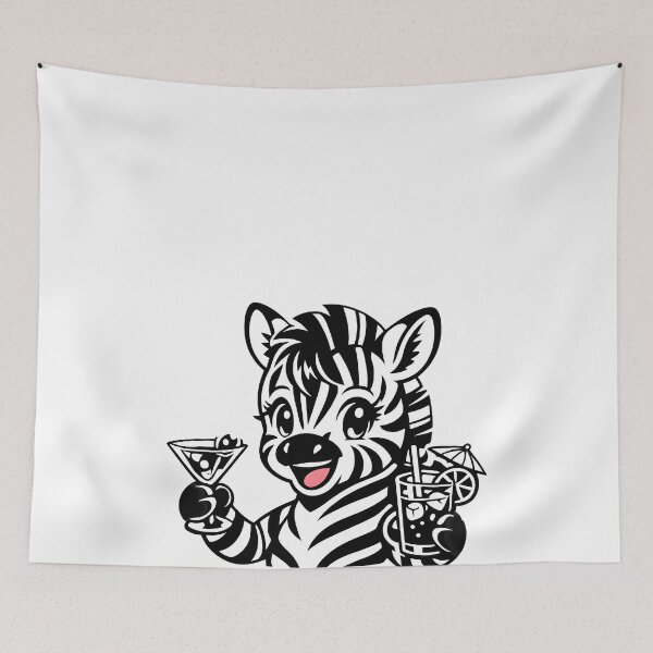 Item preview, Funny Zebra with Cocktails Shirt – Party Animal Riso Print Humor designed and sold by WAUZ.