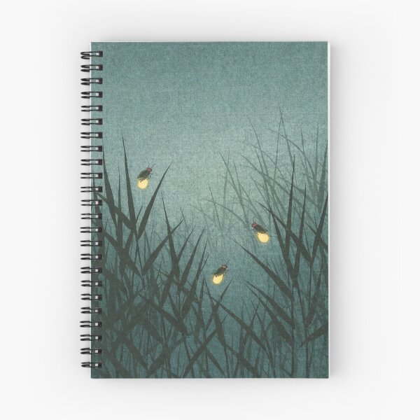 Item preview, Fireflies in Reed Thicket — Blue-Green Dusk Kachō-e designed and sold by Planthem.