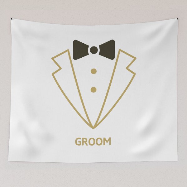 Item preview, Minimal Gold & Black Tuxedo Line Art | Groom Wedding Typography Design designed and sold by JOOKDesign.