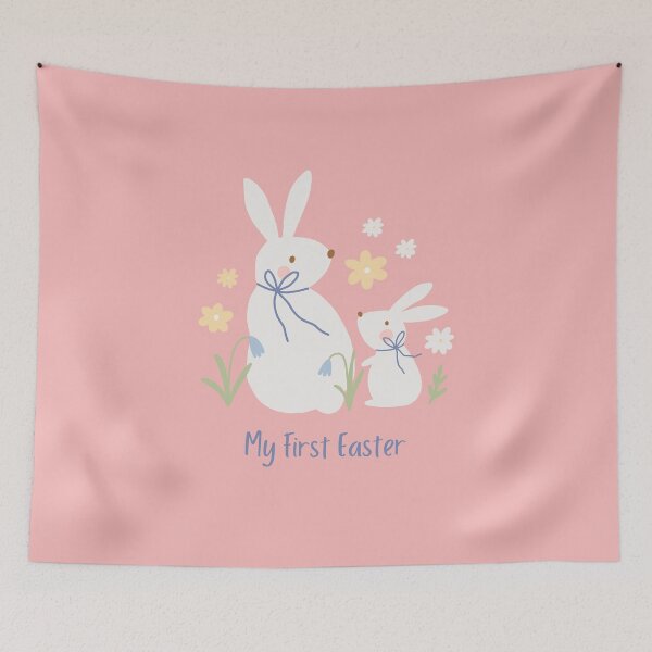 Item preview, My First Easter Baby T-Shirt - Pastel Bunny and Wildflower Illustration - Cute Spring Infant Bodysuit Graphic - Hand-Drawn Nursery Style Easter Art - Baby's First Holiday Keepsake designed and sold by Tamer ⭐⭐⭐⭐⭐.