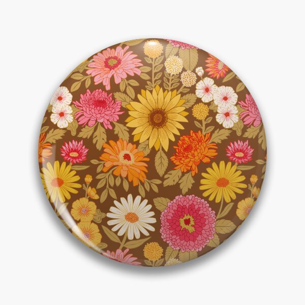 Item preview, Retro Plentiful Petals - Brown Background designed and sold by TigaTiga.