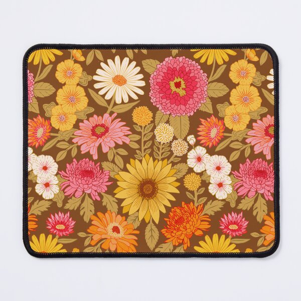 Item preview, Retro Plentiful Petals - Brown Background designed and sold by TigaTiga.