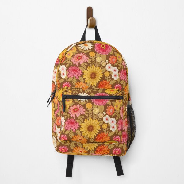 Item preview, Retro Plentiful Petals - Brown Background designed and sold by TigaTiga.