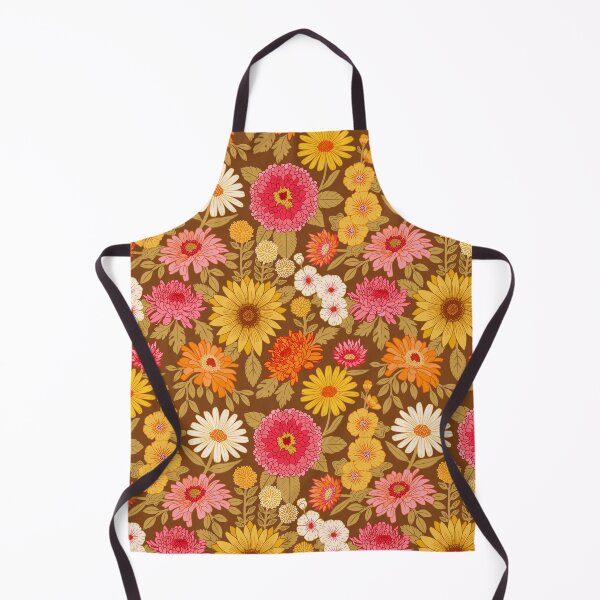 Item preview, Retro Plentiful Petals - Brown Background designed and sold by TigaTiga.