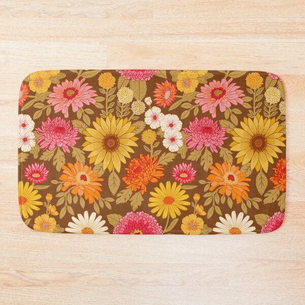 Item preview, Retro Plentiful Petals - Brown Background designed and sold by TigaTiga.