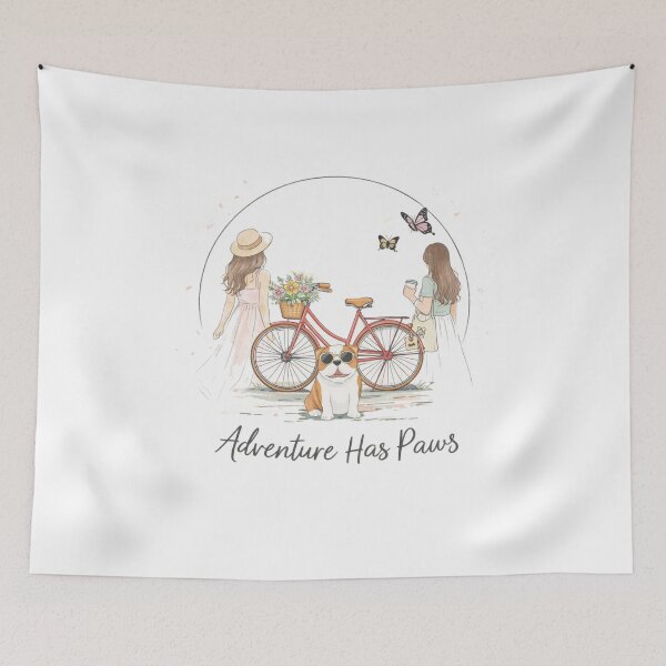 Item preview, Adventure Has Paws T-Shirt – Cute Dog Bicycle Aesthetic t shirts designed and sold by KDesignCrafts.