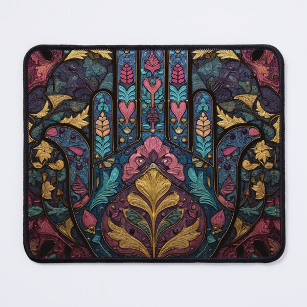 Item preview, Stained Glass Hamsa Inspired Mosaic Floral Pattern designed and sold by GrinGalore.