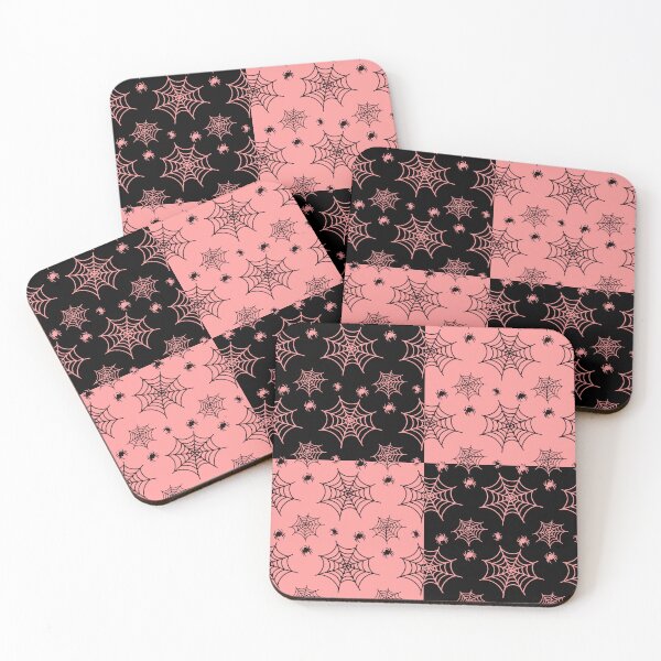 Item preview, Black and coral interchange web pattern designed and sold by serenebookworm.