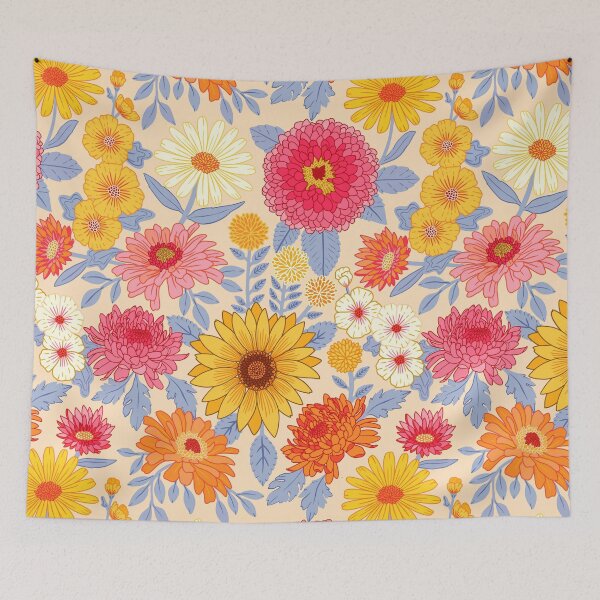Item preview, Retro Plentiful Petals - Cream Background designed and sold by TigaTiga.