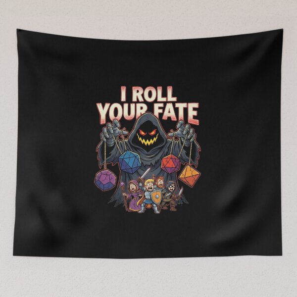 Item preview, I Roll Your Fate Funny Grim Reaper Dice Puppet Master RPG designed and sold by Fenay Designs.