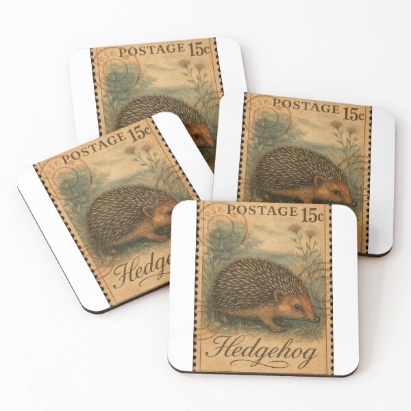 Item preview, Hedgehog – Vintage Wildlife Stamp designed and sold by ForeverPrintsOK.