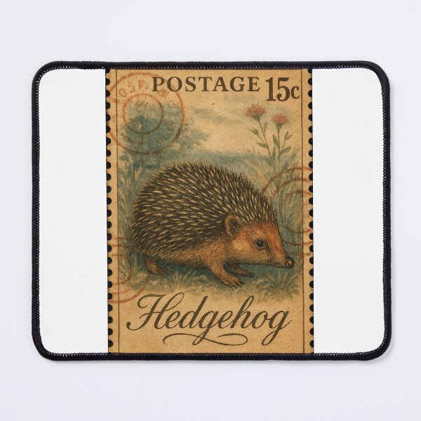 Item preview, Hedgehog – Vintage Wildlife Stamp designed and sold by ForeverPrintsOK.