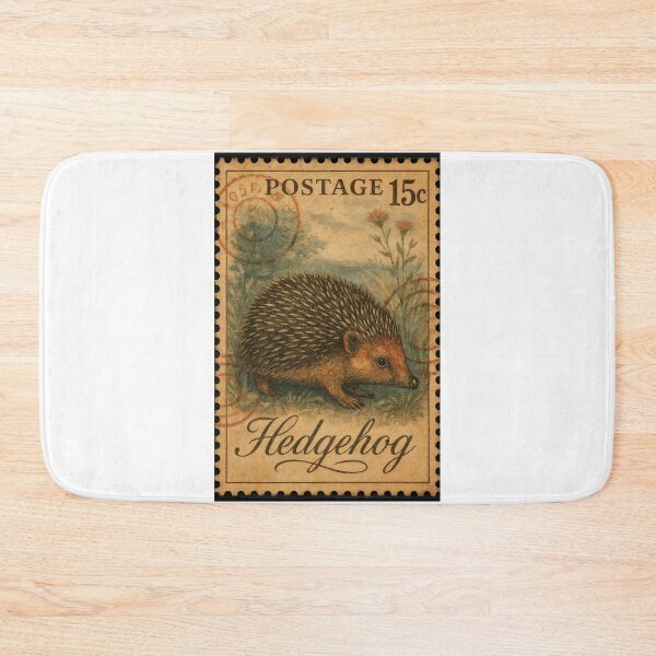Item preview, Hedgehog – Vintage Wildlife Stamp designed and sold by ForeverPrintsOK.