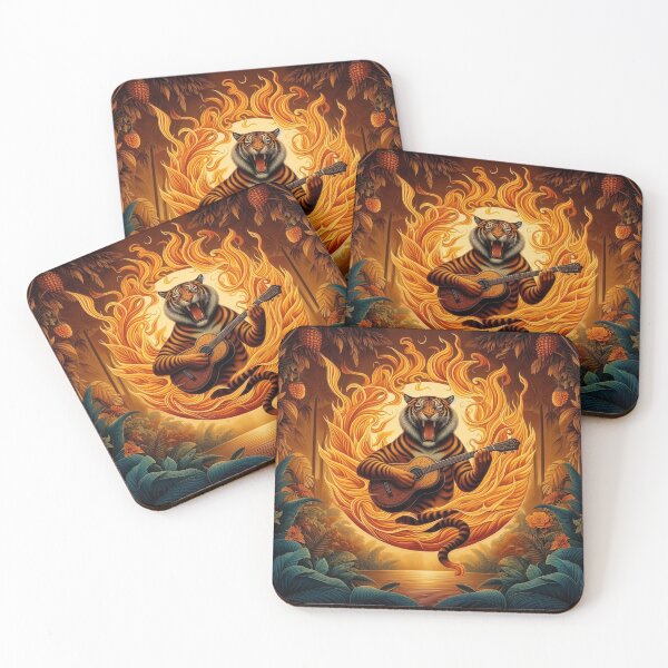 Item preview, Floating Tiger in a Burning Ring of Fire designed and sold by 40degreesSouth.