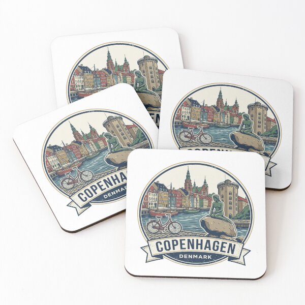 Item preview, Copenhagen, Denmark: Nyhavn & The Little Mermaid T-Shirt designed and sold by coleycc.