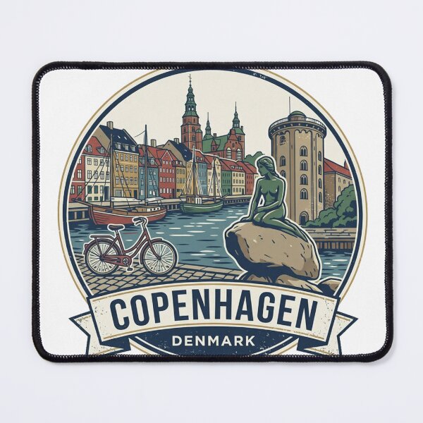 Item preview, Copenhagen, Denmark: Nyhavn & The Little Mermaid T-Shirt designed and sold by coleycc.