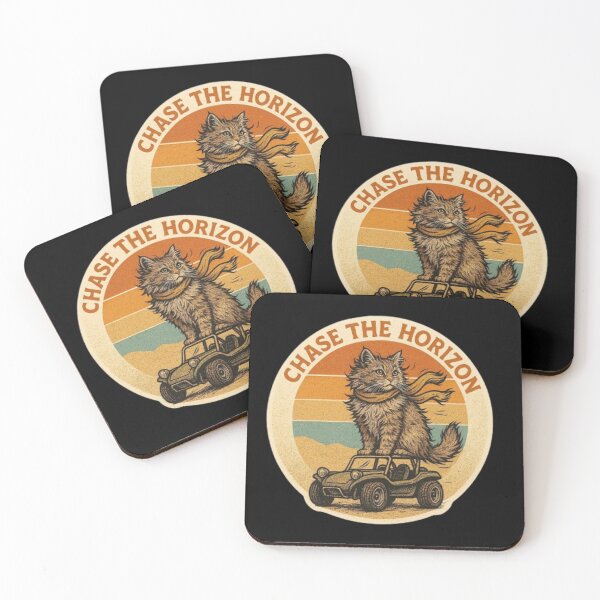 Item preview, Chase the Horizon – Adventure Cat Vintage Sunset Aesthetic | Retro Cat Lover Gift Design designed and sold by Typologystudios.