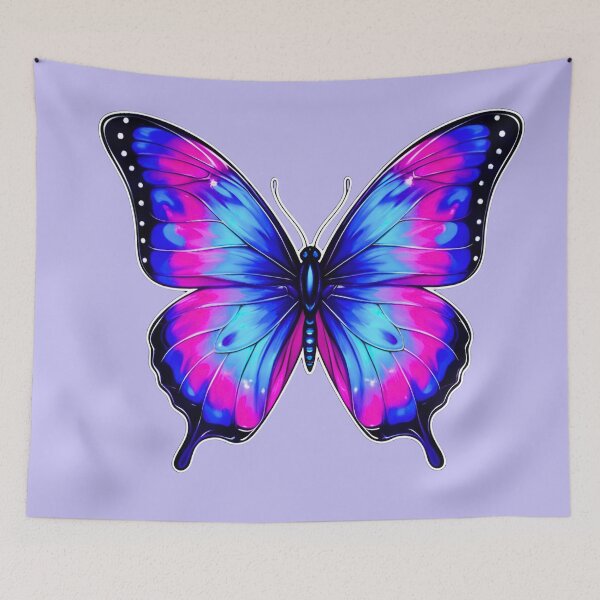 Item preview, “Neon Pink and Blue Butterfly Glow” designed and sold by Good Vibes .