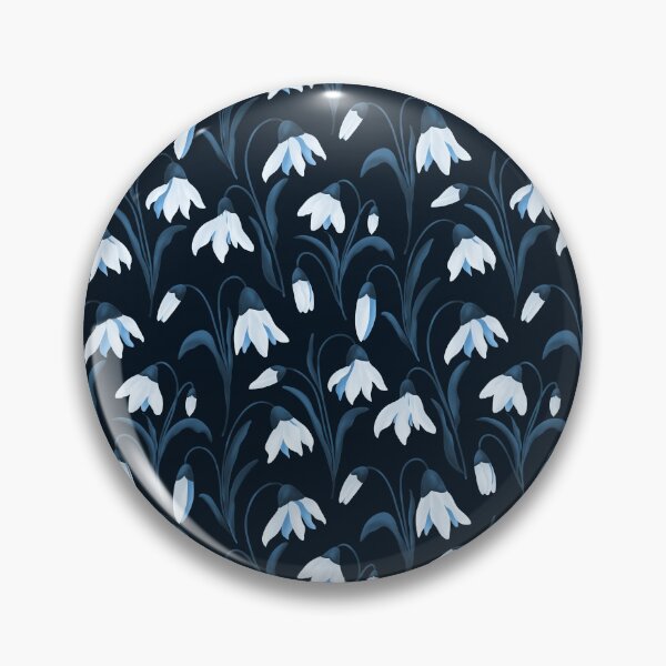 Item preview, Blooming Snowdrops Delicate Vintage Florals Midnight Blue  designed and sold by thecolorbirdie.