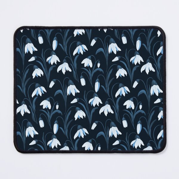 Item preview, Blooming Snowdrops Delicate Vintage Florals Midnight Blue  designed and sold by thecolorbirdie.
