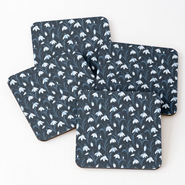 Item preview, Blooming Snowdrops Delicate Vintage Florals Midnight Blue  designed and sold by thecolorbirdie.