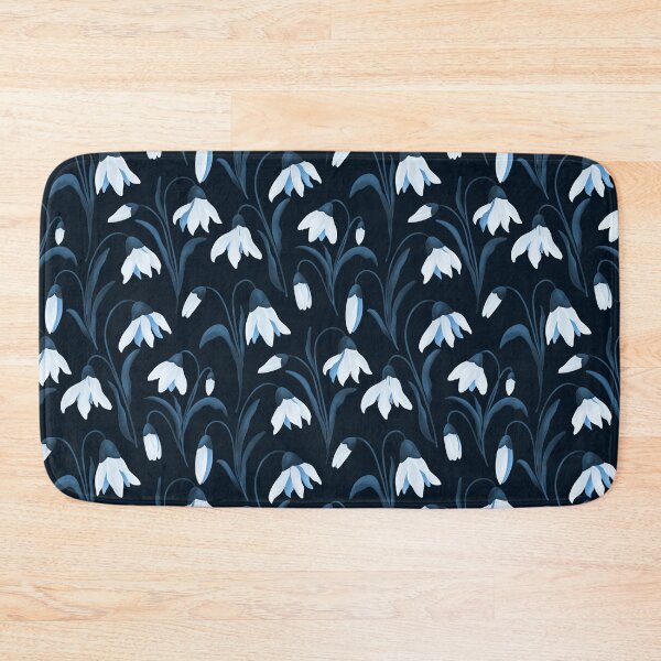 Item preview, Blooming Snowdrops Delicate Vintage Florals Midnight Blue  designed and sold by thecolorbirdie.