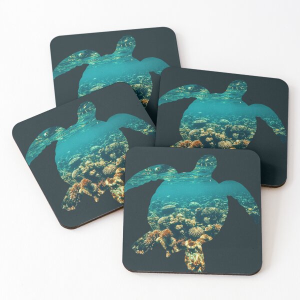 Item preview, Sea Turtle Silhouette Wall Art - Coral Reef Ocean Poster, Coastal Marine Decor designed and sold by Printerraworks.