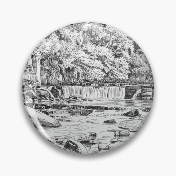 Item preview, Richmond Falls Yorkshire: Detailed Ink Sketch designed and sold by VistaPainterArt.