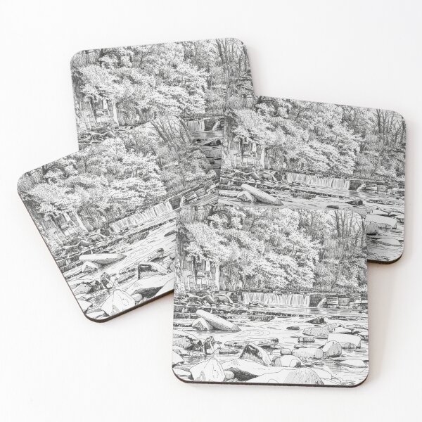 Item preview, Richmond Falls Yorkshire: Detailed Ink Sketch designed and sold by VistaPainterArt.